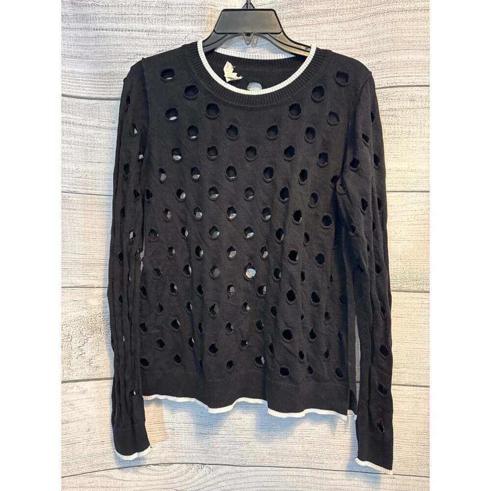 Enaz Orgl Polka Dot Patterned Cut-Out Sweater Shirt Size M